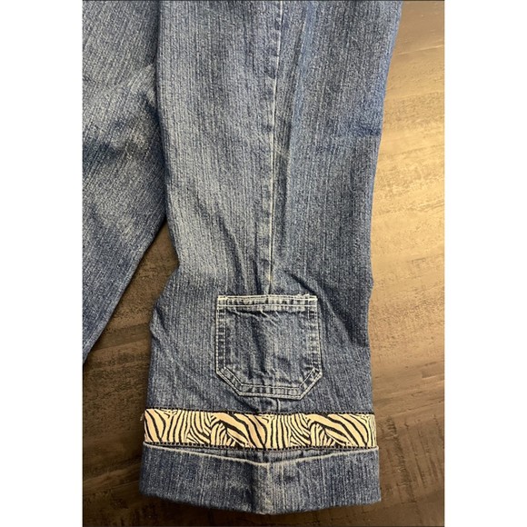 Jalate Vintage 90's Capri Crop Jeans Zebra Print Trim - Sz 7/8 Juniors - Picture 4 of 13